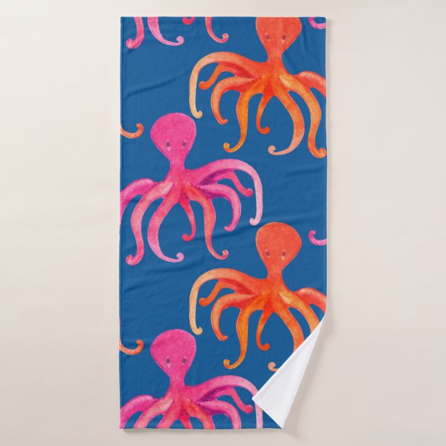 Motif transparent coloré de poulpe (Serviette de bain)