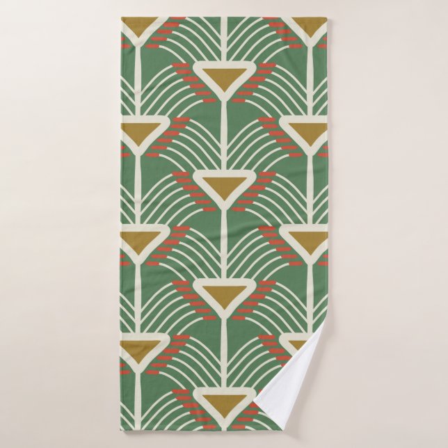 motif transparent vert avec lignes et géométrie sh (Serviette de bain)