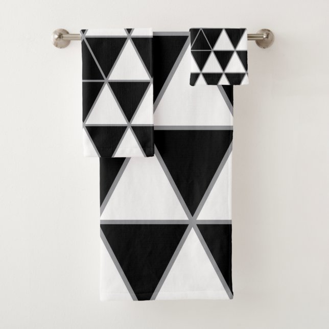 Motif triangle géométrique noir, blanc et gris. (En situation)