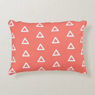 Motif Triangle Moderne Corail Blanc Coussin Lombai