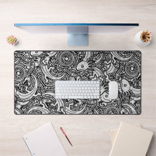 Motif tribal aztèque Axolotl Xolotl noir et blanc