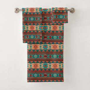 Motif Tribal Sud-Ouest Turquoise Terracotta