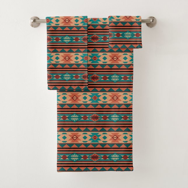 Motif Tribal Sud-Ouest Turquoise Terracotta (En situation)