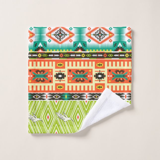 Motif tribal transparent avec éléments géométrique (Gant de toilette)