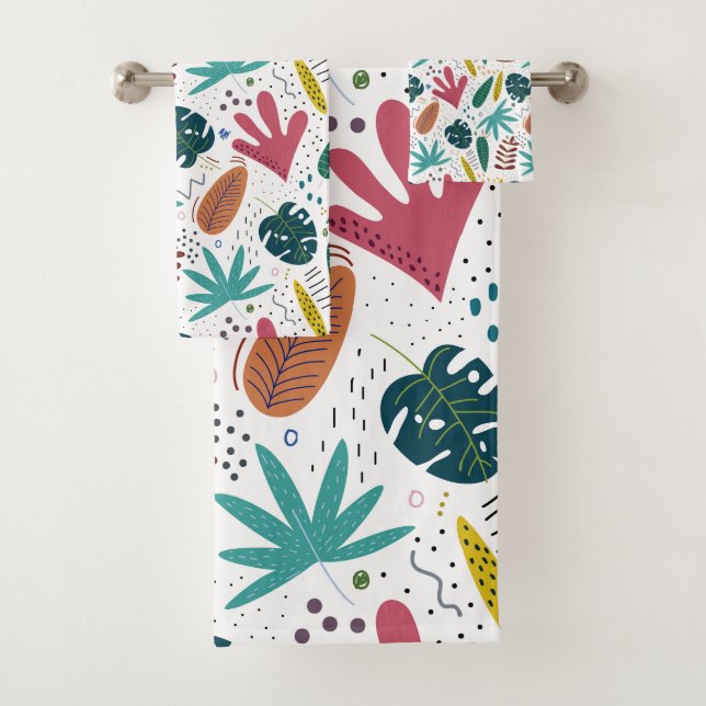 motif tropical avec feuilles colorés (En situation)