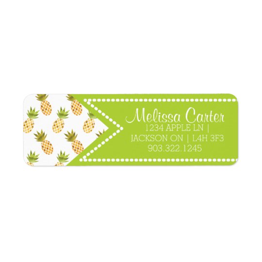 Motif tropical d'ananas d'aquarelle étiquette d'adresse retour