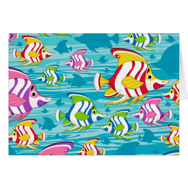 Motif tropical de poissons de bande dessinée (Devant horizontal)