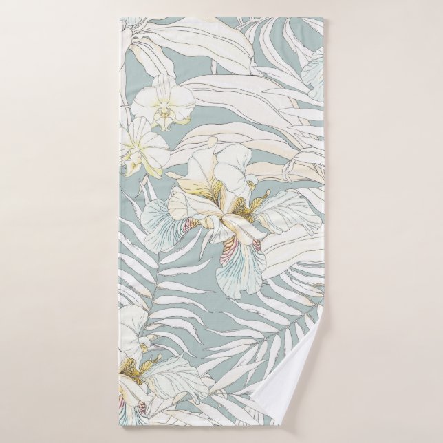 Motif tropical sans couture avec fleurs Orchidée,  (Serviette de bain)