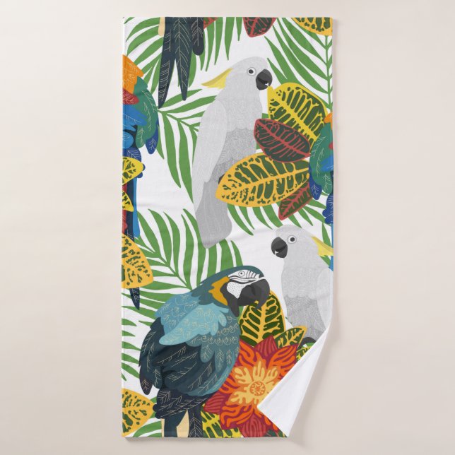Motif tropical sans couture avec perroquets. (Serviette de bain)