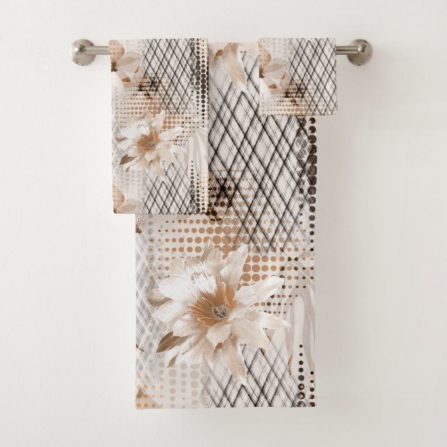 Motif tropicale grise, beige. (En situation)