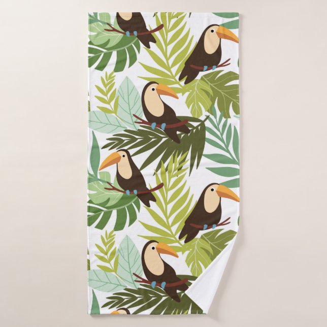 Motif tropicale sans couture avec toucan et palmie (Serviette de bain)