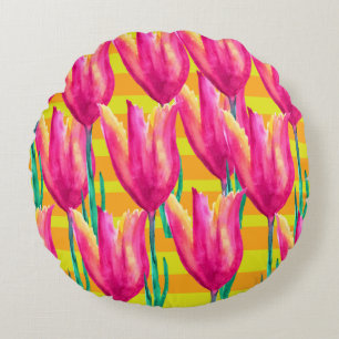 Motif Tulipes Pinik Coussin rond