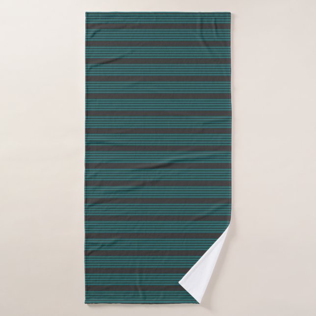 motif turquoise et charbon de bois à cinq bandes (Serviette de bain)