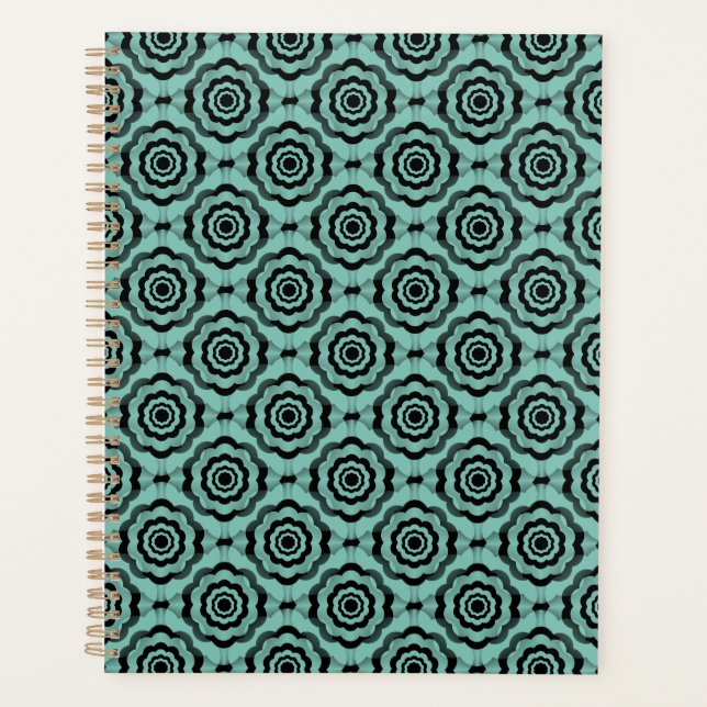 Motif turquoise Fleur Noire sans couture (Devant)