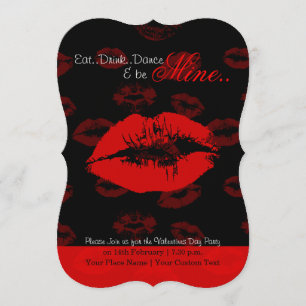 Motif valentine aux lèvres rouges invitation