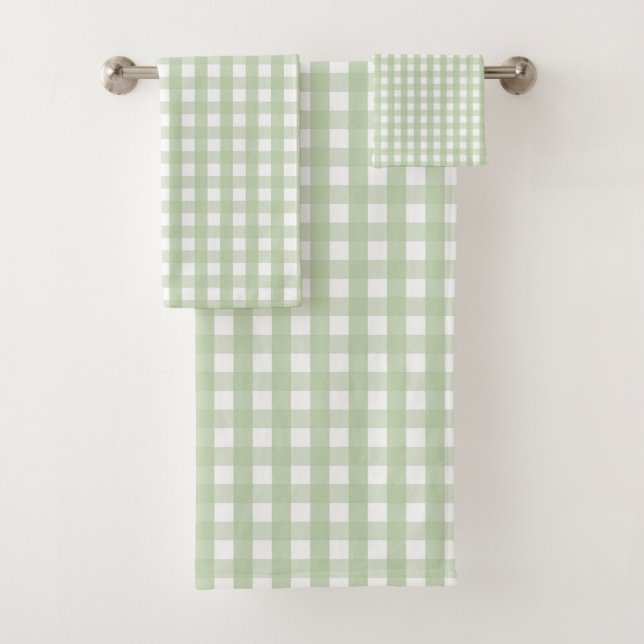 Motif vert en pastel de contrôle de guingan (En situation)
