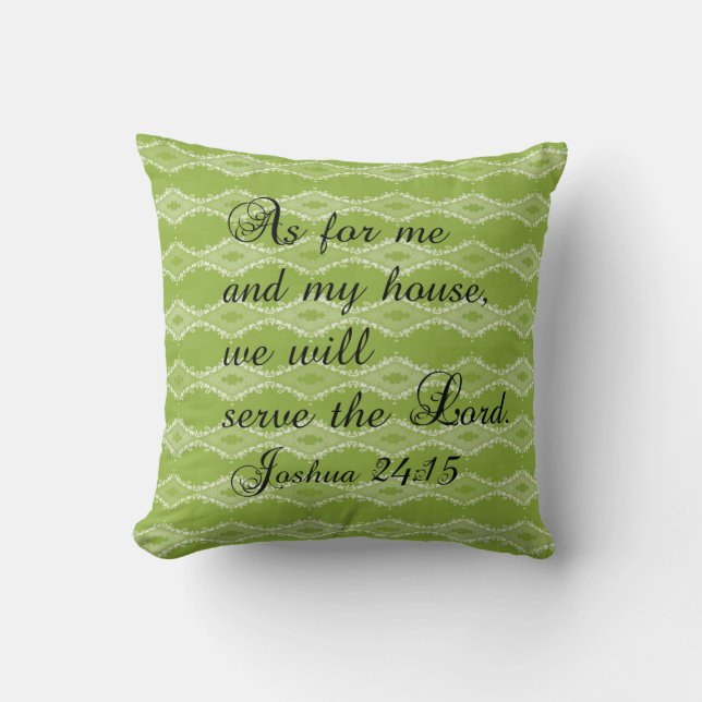 Motif vert Joshua 24:15 Bible Verse Coussin (Recto)