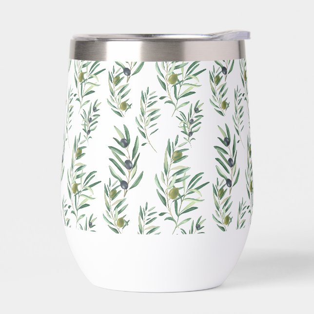 Motif vert olive chic de campagne française à l'aq (Gauche)