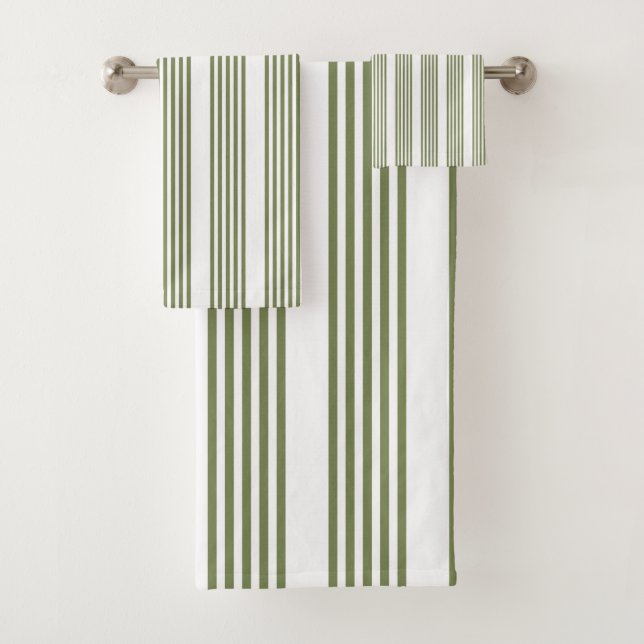 Motif vert olive et blanc cinq bandes (En situation)