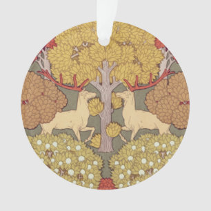 Motif Vert Sauge Forêt Cerf Stag Vintage