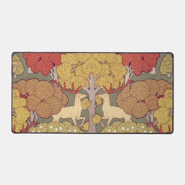 Motif Vert Sauge Forêt Cerf Stag Vintage (Recto)
