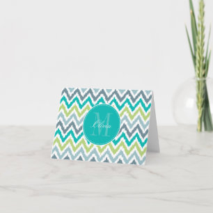 Motif vert turquoise gris d'Ikat de zigzag