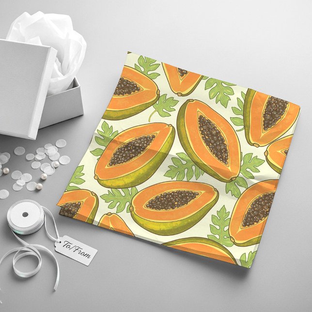 Motif vibrant de papaye tropicale et de feuilles (Créateur téléchargé)
