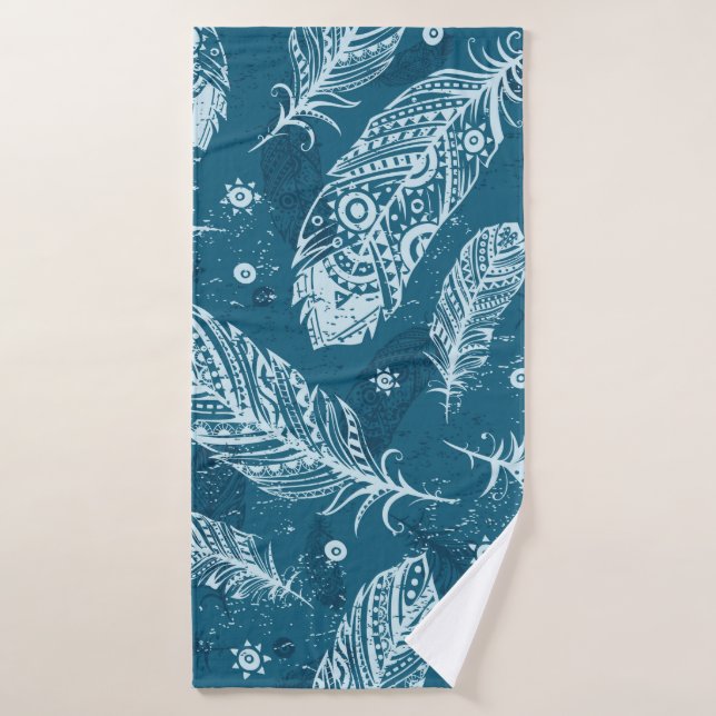 Motif vintage bleu (Serviette de bain)