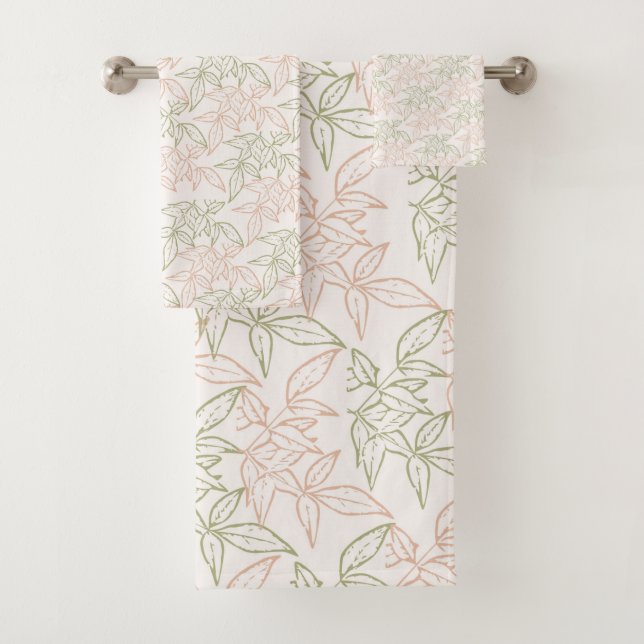 Motif Vintage de feuille vert rose rétro (En situation)