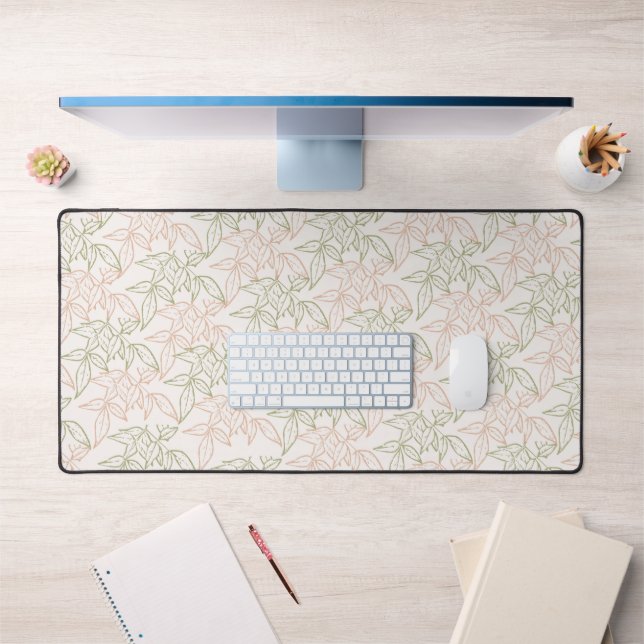 Motif Vintage de feuille vert rose rétro (Bureau 1)