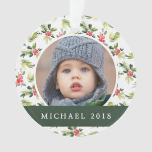 Motif vintage de houx, de baie et de pin de Noël 