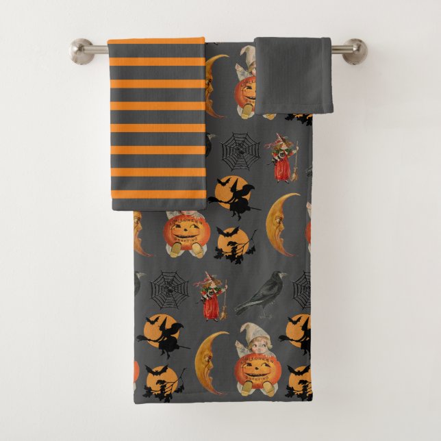 Motif vintage d'Halloween sur gris de fête (En situation)