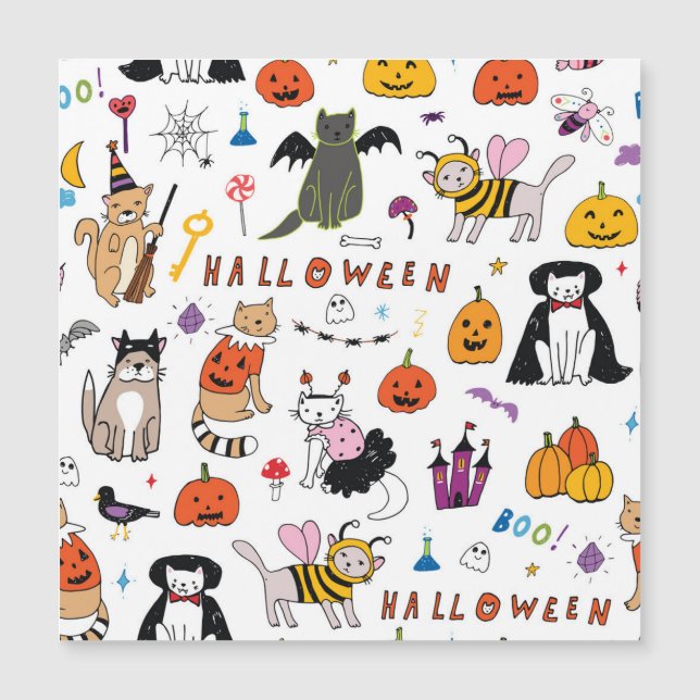 Motif Vintage Halloween Cats (Devant)