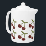 Motif vintage illustré de cerise sur blanc<br><div class="desc">Motif joli illustré avec des paires de cerises tasses.</div>