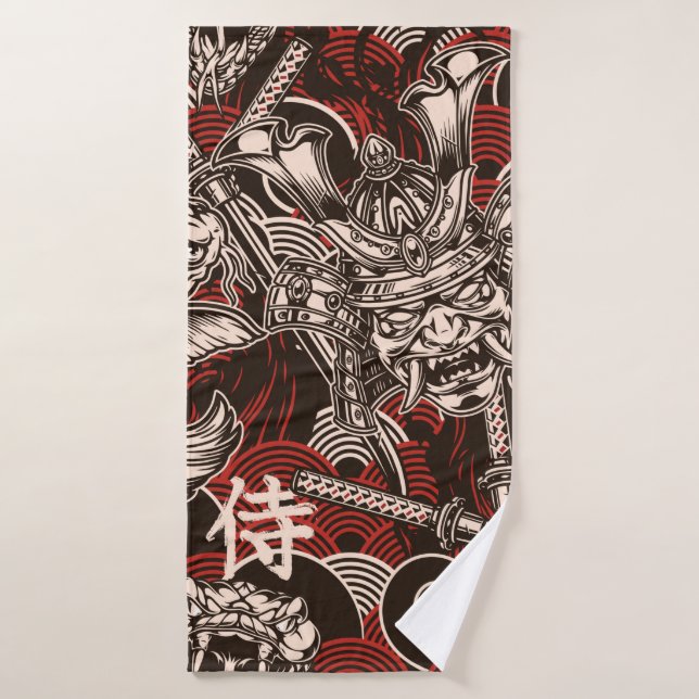 motif vintage japonais sans soudure avec katana sw (Serviette de bain)