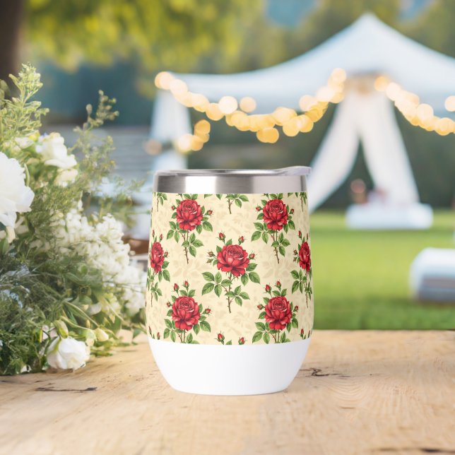 Motif vintage rose rouge (Extérieur)