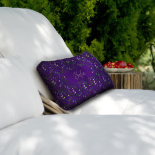 Motif violet aquarelle feuille lombaire coussin