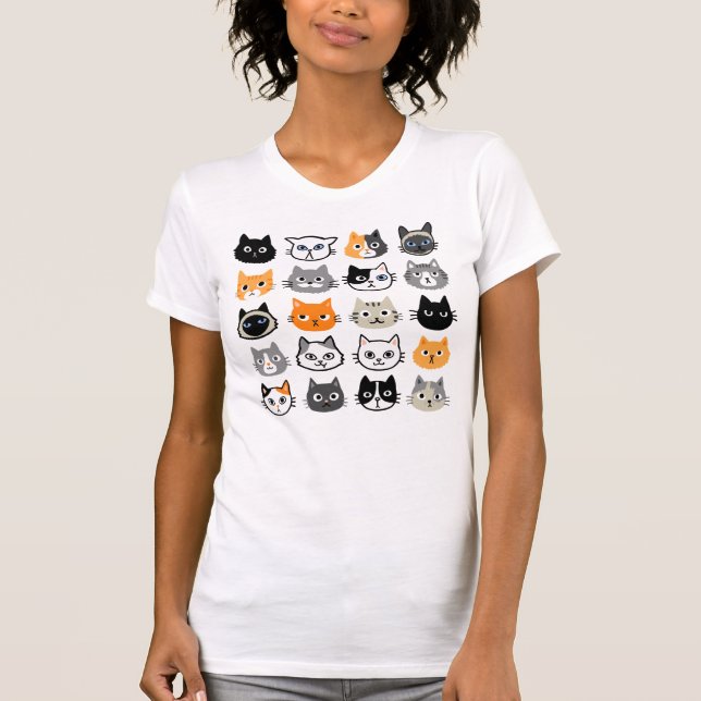 Motif Visages de chat | T-shirt du cool Kitty Cat  (Devant)