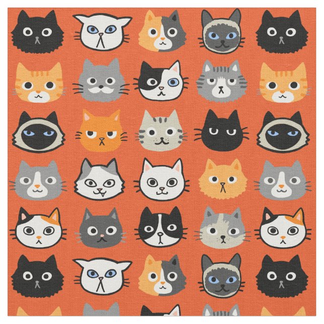 Motif Visages de chat | Tissu du cool Kitty Cat Lo (Fermer)