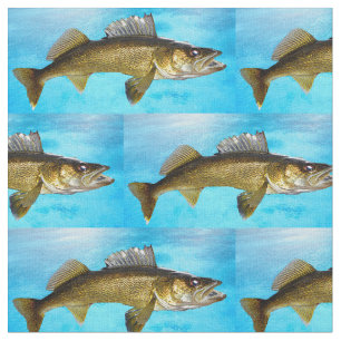 Motif Walleye sur tissu bleu