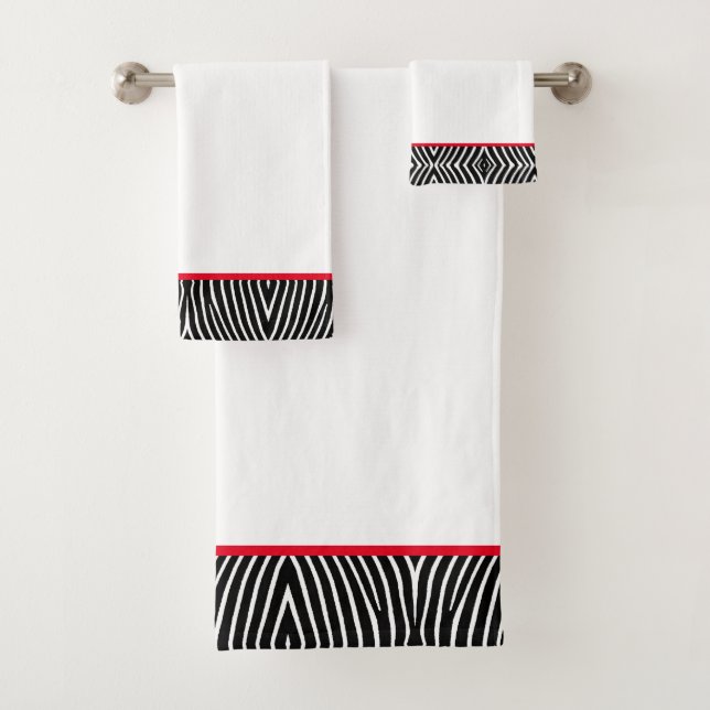 Motif zèbre moderne noir et blanc avec rayure roug (En situation)