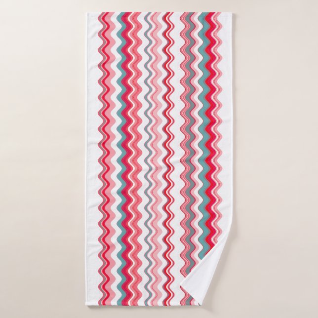 Motif Zigzag bleu rose (Serviette de bain)