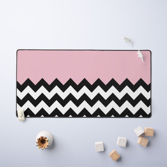 Motif Zigzag noir et blanc, Chevron, rose (Tableau pour enfants)