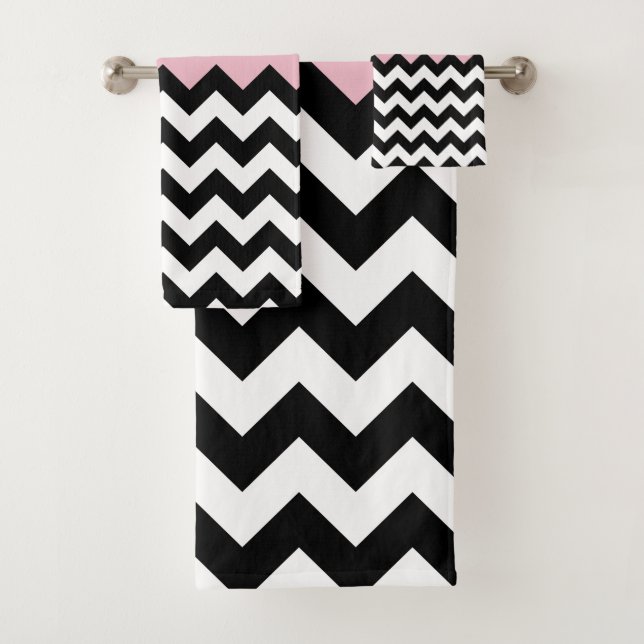 Motif Zigzag noir et blanc, Chevron, rose (En situation)