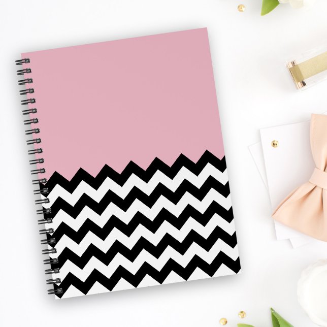 Motif Zigzag noir et blanc, Chevron, rose (Créateur téléchargé)