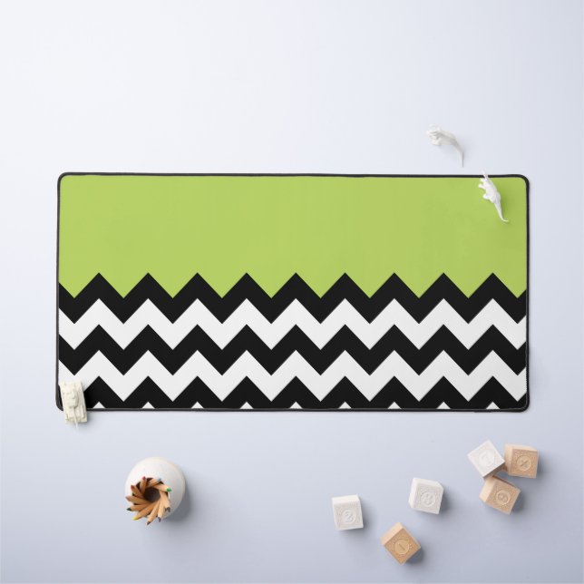 Motif Zigzag noir et blanc, Chevron, Vert (Tableau pour enfants)