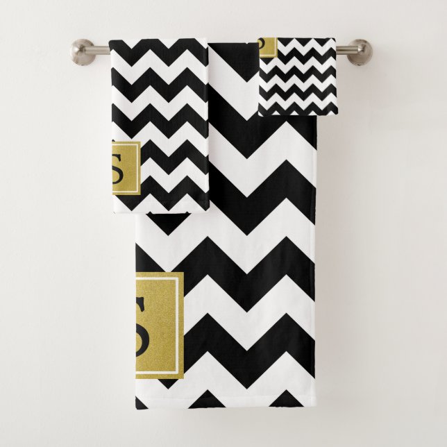 Motif Zigzag noir et blanc, Monogramme (En situation)