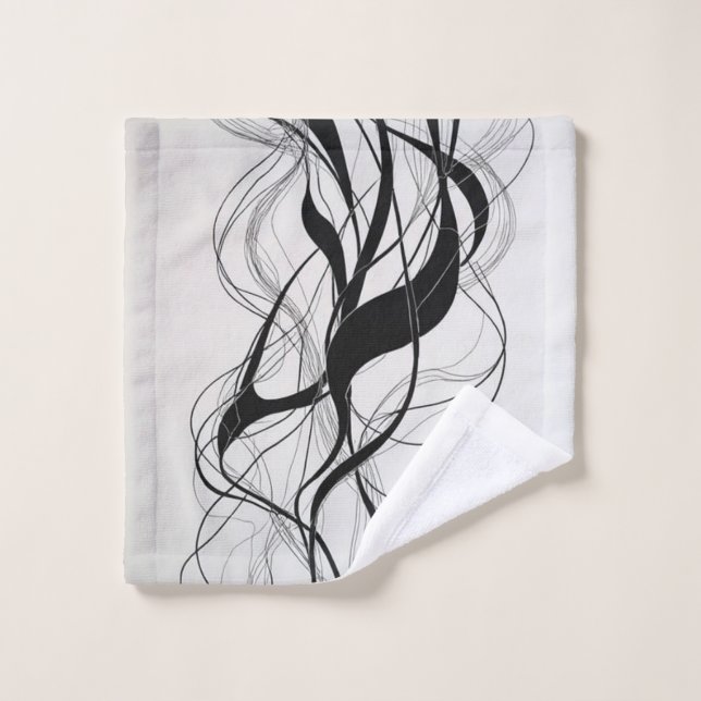 Motifs abstraits noirs modernes sur fond blanc (Gant de toilette)