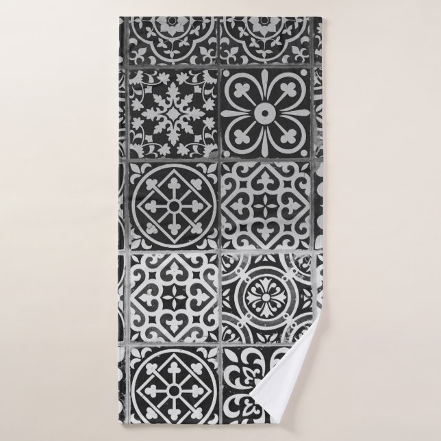 Motifs damentaux noirs et blancs (Serviette de bain)