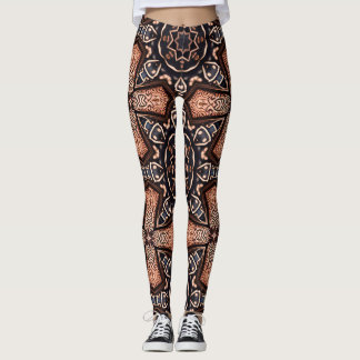 motifs d'art géométrique Leggings marron